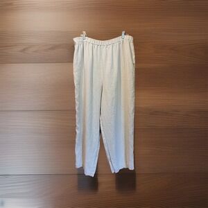 Chelsea Studio Pants Womens 20 Ivory 100% Linen Wide Leg Beachy Resort Lagenlook